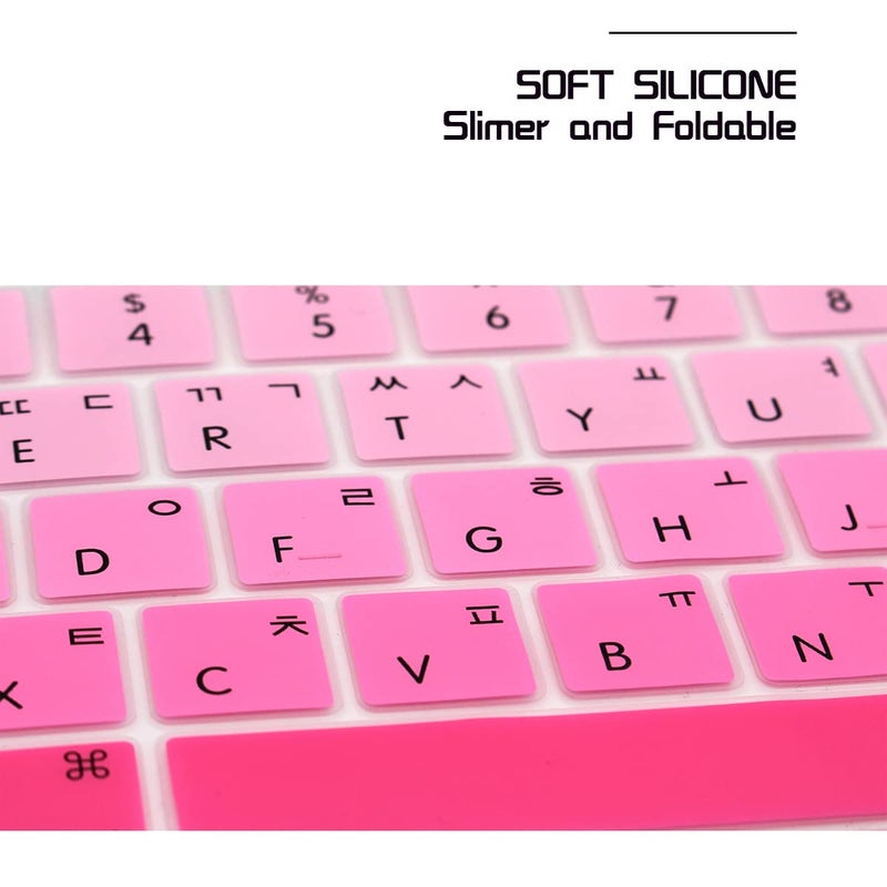 HRH Korean Language Silicone Keyboard Cover for MacBook Pro with Touch Bar 13 Inch and 15 Inch (A2159/A1989/A1706,A1990/A1707) 2019 2018 2016 2017 Release USA Version,Ombre Pink - Image 4